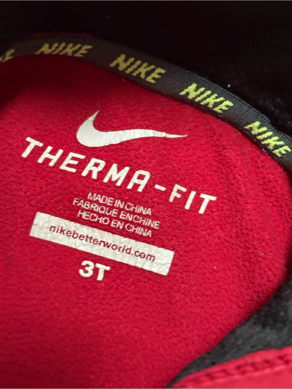 Nike Therma Fit Red Black Hoodie Sweatshirt Toddler Boys Size 3T